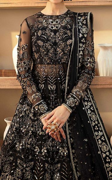 Akbar Aslam Black Organza Suit | Pakistani Embroidered Chiffon Dresses USA- Image 3