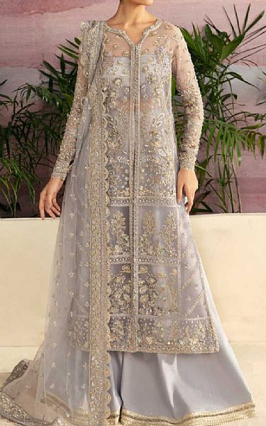 Akbar Aslam Lilac Organza Suit | Pakistani Embroidered Chiffon Dresses USA- Image 1