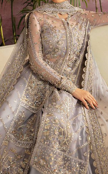 Akbar Aslam Lilac Organza Suit | Pakistani Embroidered Chiffon Dresses USA- Image 3