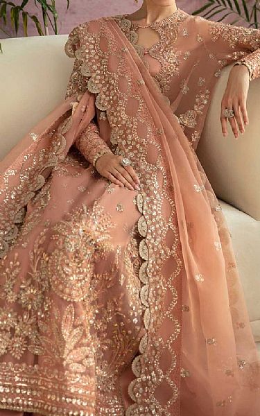 Akbar Aslam Pink Organza Suit | Pakistani Embroidered Chiffon Dresses USA- Image 3