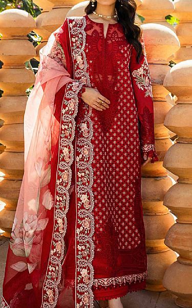 Akbar Aslam Cornell Red Lawn Suit | Pakistani Lawn Dress in USA- Image 1