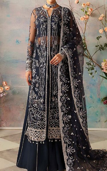Akbar Aslam Pickled Bluewood Net Suit | Pakistani Embroidered Chiffon Dresses USA- Image 1