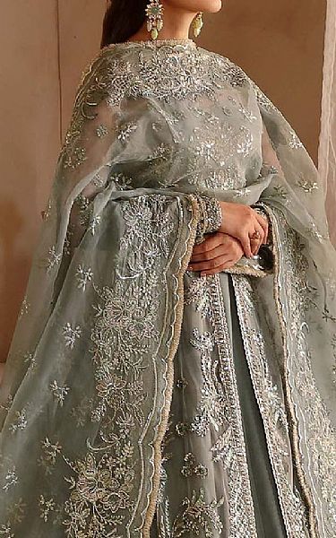 Akbar Aslam Sage Green Net Suit | Pakistani Embroidered Chiffon Dresses USA- Image 3