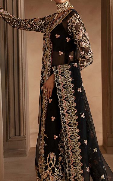 Akbar Aslam Black Organza Suit | Pakistani Embroidered Chiffon Dresses USA- Image 2
