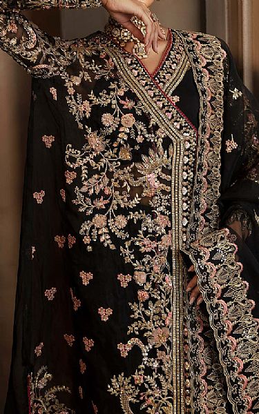 Akbar Aslam Black Organza Suit | Pakistani Embroidered Chiffon Dresses USA- Image 3