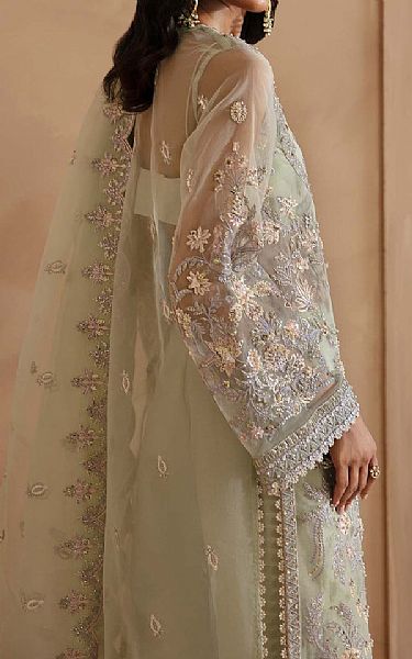 Akbar Aslam Light Green Organza Suit | Pakistani Embroidered Chiffon Dresses USA- Image 2