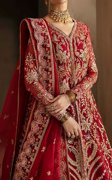 Akbar Aslam Red Organza Suit | Pakistani Embroidered Chiffon Dresses USA- Image 2