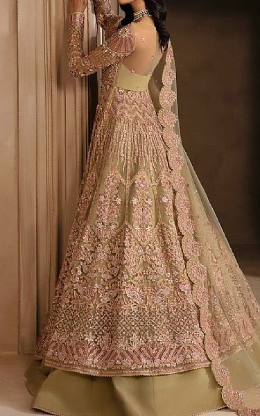 Akbar Aslam Pistachio/Pink Net Suit | Pakistani Embroidered Chiffon Dresses USA- Image 2