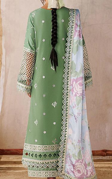Akbar Aslam Green/White Lawn Suit | Pakistani Lawn Dress in USA- Image 2