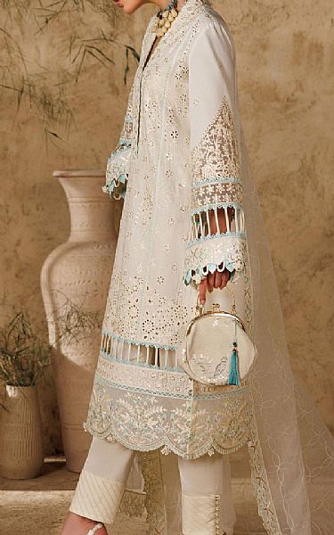 Akbar Aslam Off-white Lawn Suit | Pakistani Lawn Dress in USA- Image 2