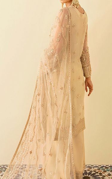 Akbar Aslam Fawn Organza Suit | Pakistani Embroidered Chiffon Dresses USA- Image 2