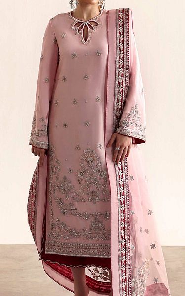 Akbar Aslam Pastel Pink Silk Suit | Pakistani Embroidered Chiffon Dresses USA- Image 1