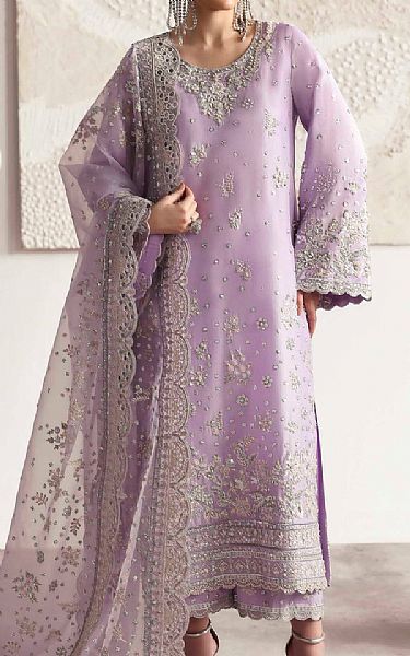 Akbar Aslam Lilac Silk Suit | Pakistani Embroidered Chiffon Dresses USA- Image 1