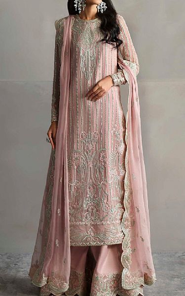 Akbar Aslam Pink Chiffon Suit | Pakistani Embroidered Chiffon Dresses USA- Image 1