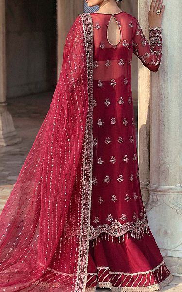 Akbar Aslam Hot Pink Organza Suit | Pakistani Embroidered Chiffon Dresses USA- Image 2