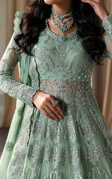 Akbar Aslam Sea Green Chiffon Suit | Pakistani Embroidered Chiffon Dresses USA- Image 3
