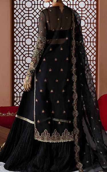 Akbar Aslam Black Organza Suit | Pakistani Embroidered Chiffon Dresses USA- Image 2