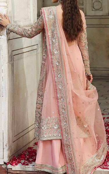Akbar Aslam Cavern Pink Organza Suit | Pakistani Embroidered Chiffon Dresses USA- Image 2