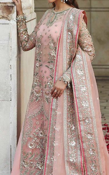 Akbar Aslam Cavern Pink Organza Suit | Pakistani Embroidered Chiffon Dresses USA- Image 3