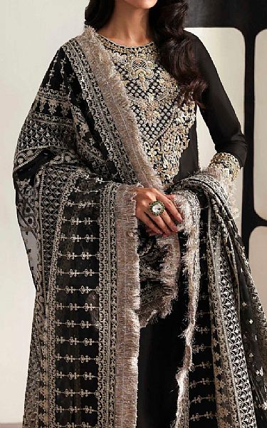 Akbar Aslam Black Organza Suit | Pakistani Embroidered Chiffon Dresses USA- Image 3