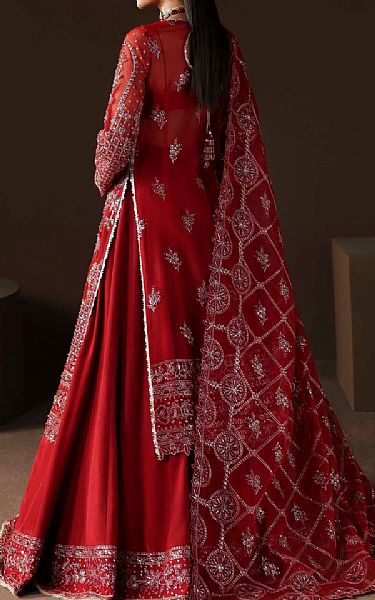 Akbar Aslam Red Organza Suit | Pakistani Embroidered Chiffon Dresses USA- Image 2