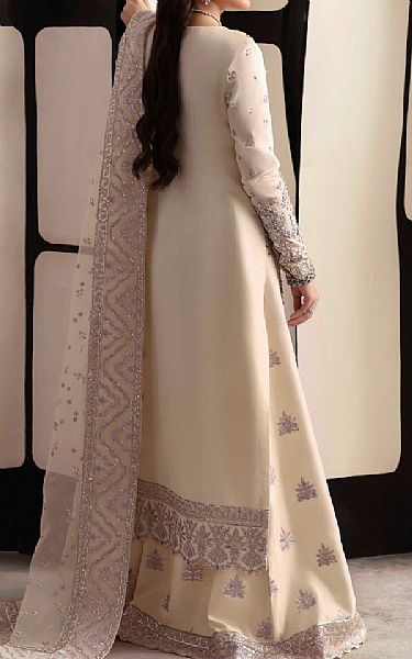 Akbar Aslam Off White Silk Suit | Pakistani Embroidered Chiffon Dresses USA- Image 2