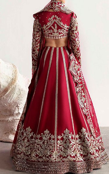 Akbar Aslam Wine Red Silk Suit | Pakistani Embroidered Chiffon Dresses USA- Image 2