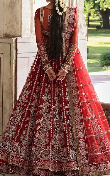 Akbar Aslam Cornell Red Net Suit | Pakistani Embroidered Chiffon Dresses USA- Image 2