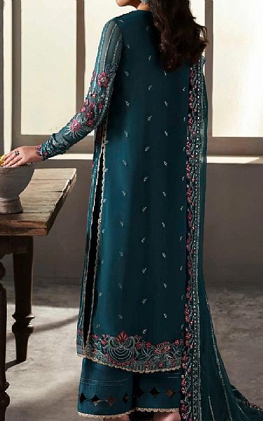 Akbar Aslam Teal Chiffon Suit | Pakistani Embroidered Chiffon Dresses USA- Image 2