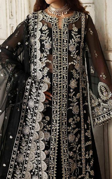 Akbar Aslam Black Organza Suit | Pakistani Embroidered Chiffon Dresses USA- Image 3