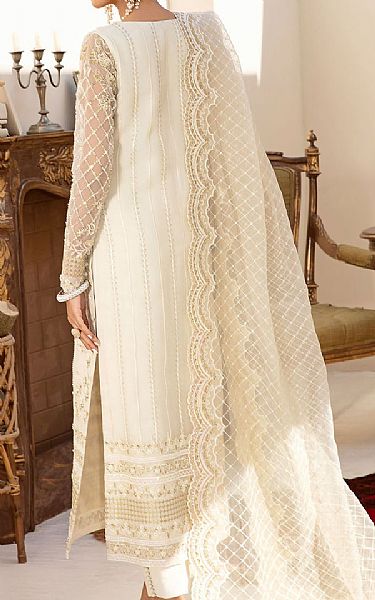 Akbar Aslam Off-white Organza Suit | Pakistani Embroidered Chiffon Dresses USA- Image 2
