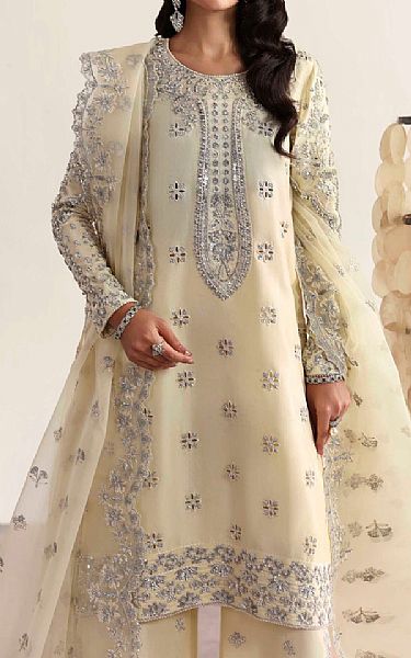 Akbar Aslam Off White Silk Suit | Pakistani Embroidered Chiffon Dresses USA- Image 3