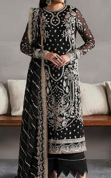 Akbar Aslam Black Chiffon Suit | Pakistani Embroidered Chiffon Dresses USA- Image 1