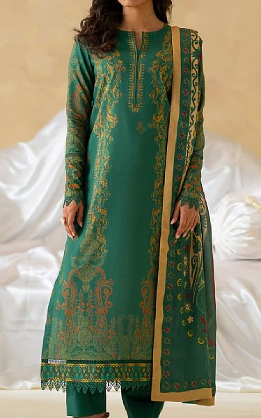 Akbar Aslam Green Lawn Suit | Pakistani Lawn Dress in USA- Image 1