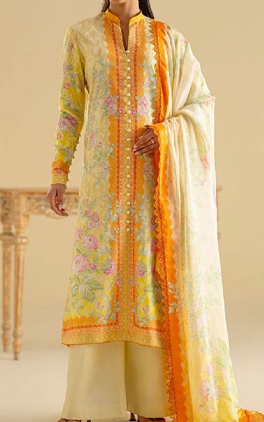 Akbar Aslam Orange/Yellow Lawn Suit | Pakistani Lawn Dress in USA- Image 1