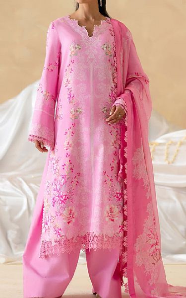 Akbar Aslam Baby Pink Lawn Suit | Pakistani Lawn Dress in USA- Image 1