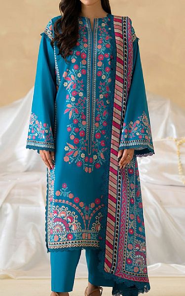 Akbar Aslam Dark Turquoise Lawn Suit | Pakistani Lawn Dress in USA- Image 1