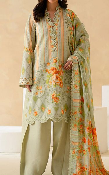 Akbar Aslam Light Green Lawn Suit | Pakistani Lawn Dress in USA- Image 1