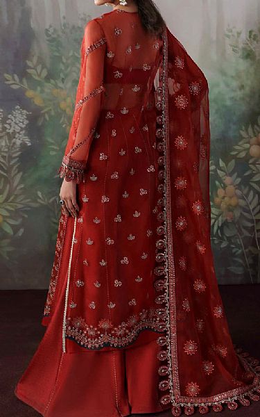 Akbar Aslam Rust Organza Suit | Pakistani Embroidered Chiffon Dresses USA- Image 2