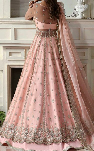 Akbar Aslam Pale Pink Net Suit | Pakistani Embroidered Chiffon Dresses USA- Image 2