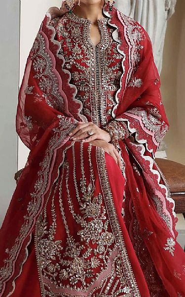Akbar Aslam Cardinal Organza Suit | Pakistani Embroidered Chiffon Dresses USA- Image 3