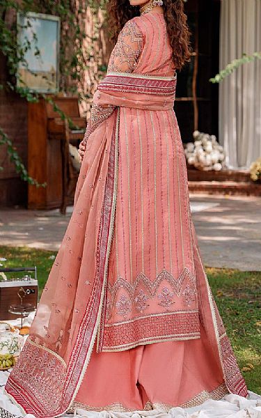 Akbar Aslam Tea Pink Organza Suit | Pakistani Embroidered Chiffon Dresses- Image 2