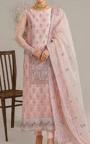 Akbar Aslam Pink Organza Suit | Pakistani Embroidered Chiffon Dresses USA- Image 1