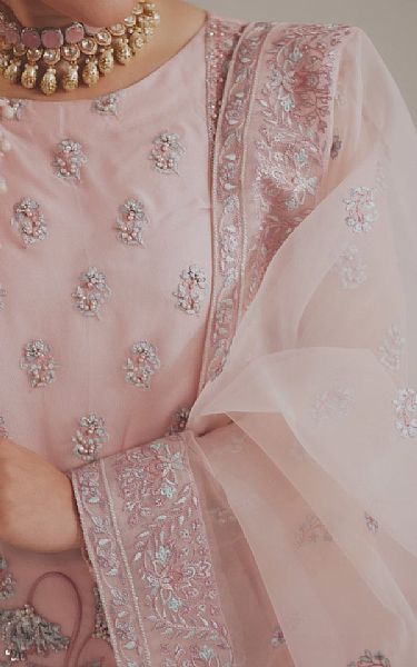Akbar Aslam Pink Organza Suit | Pakistani Embroidered Chiffon Dresses USA- Image 2