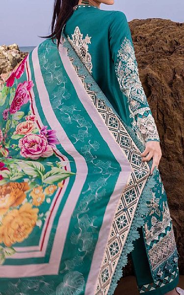 Akbar Aslam Teal Lawn Suit | Pakistani Lawn Dress in USA- Image 2