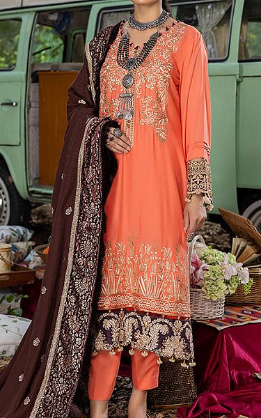 Al Zohaib Coral Linen Suit | Pakistani Winter Dresses- Image 1