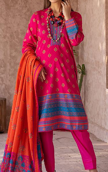Al Zohaib Brink Pink Cambric Suit | Pakistani Winter Dresses- Image 1