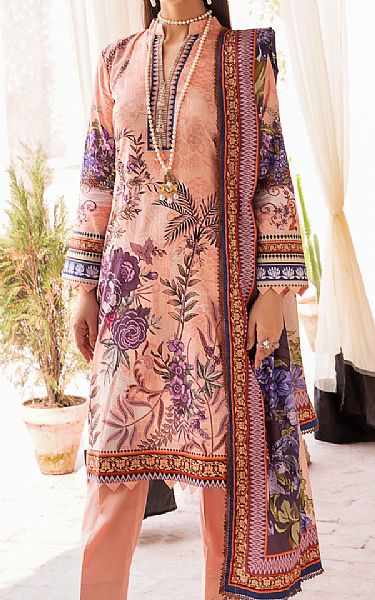 Al Zohaib Peach Cambric Suit | Pakistani Winter Dresses- Image 1