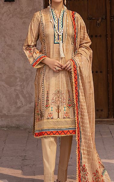 Al Zohaib Tan Cambric Suit | Pakistani Winter Dresses- Image 1