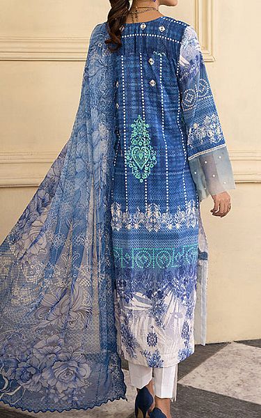 Al Zohaib Cornflower Blue Cambric Suit | Pakistani Winter Dresses- Image 2